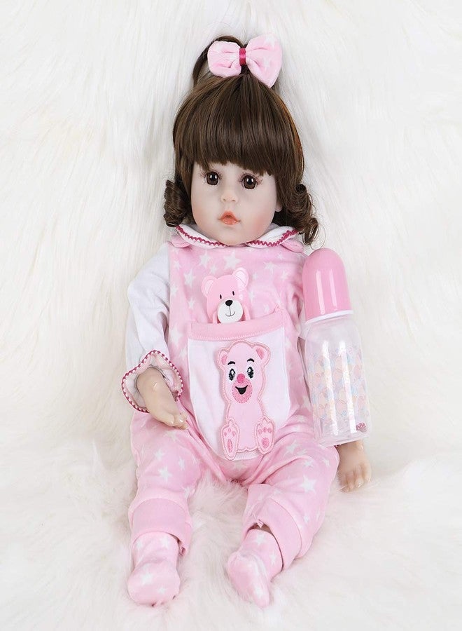 ENADOLL Reborn Baby Dolls - 16 inch Realistic Silicone Vinyl Weighted Soft Body Lifelike Doll Curly Hair Girl Gift Set for Ages 3+(Curly Hair) - Image 1